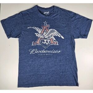 Budweiser King of Beers T-Shirt Men Medium Short Sleeve Blue Eagle Logo Pullover